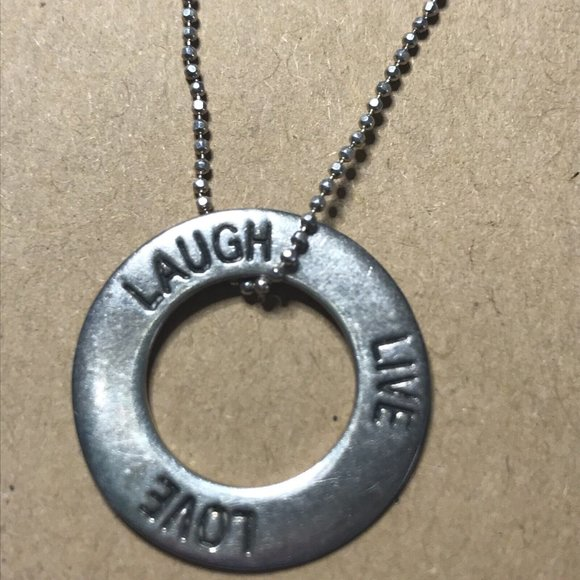 Live Love Laugh Disc 925 Sterling Silver Bead Ball Chain  16" Necklace 4.5 grams - Picture 1 of 6
